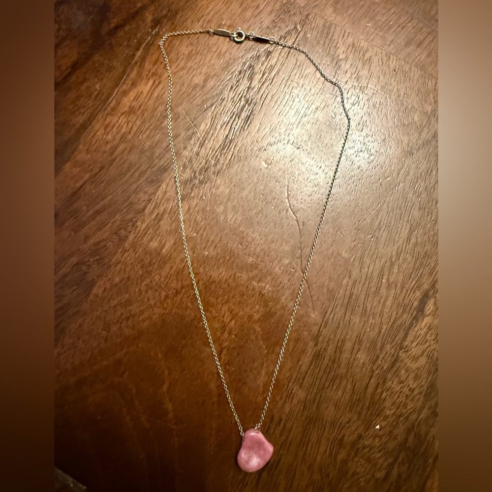 Tiffany & Co. Elsa Peretti Pink Rhodonite Full Heart Necklace
